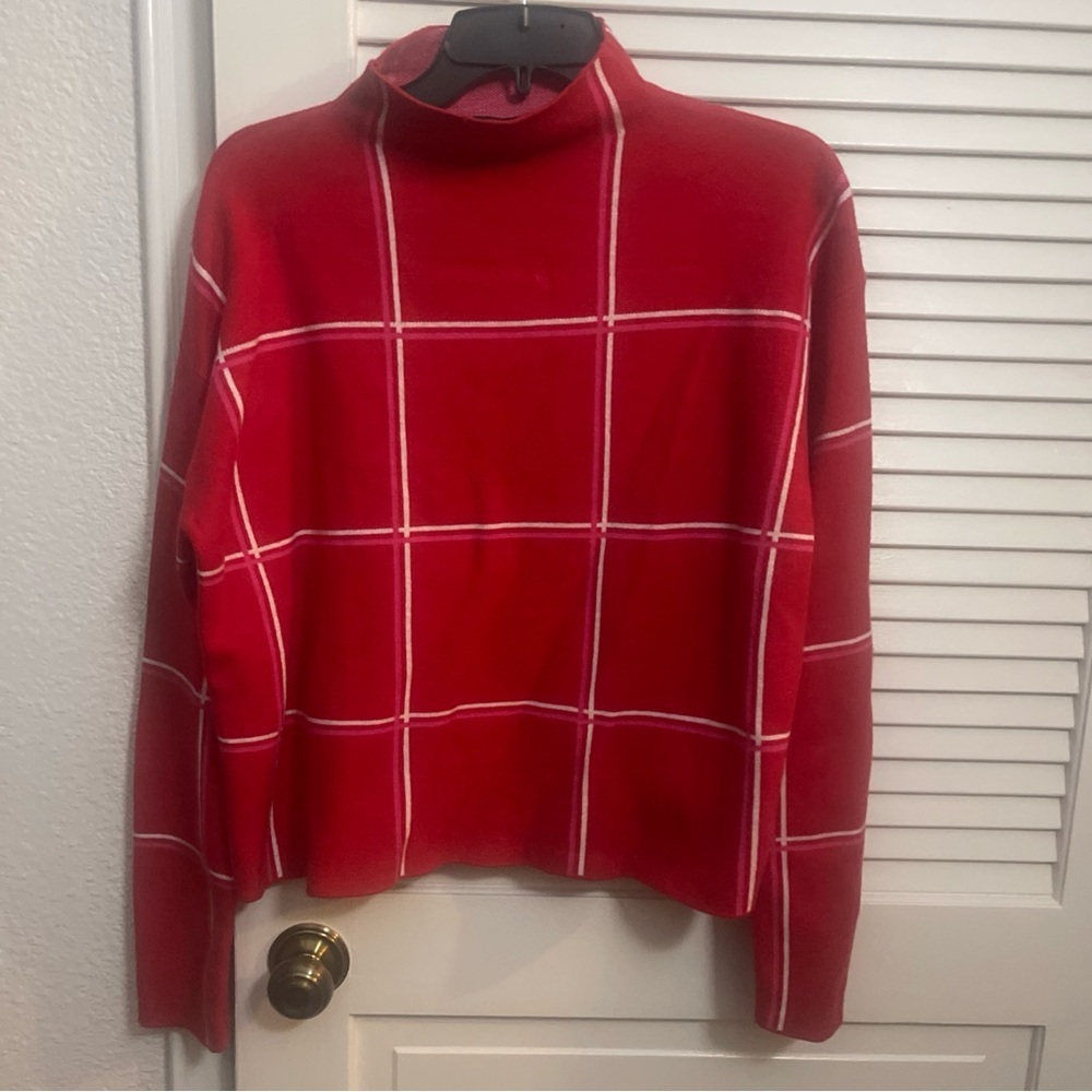 Tahari Red Sweater with White pink stripes includes matching headband - Picture 1 of 8